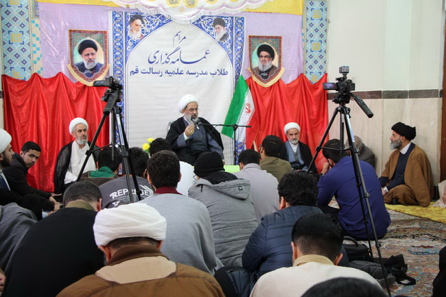 سخنرانی بمناسبت نیمه شعبان و دهه فجر و آئین عمامه گذاری طلاب مدرسه رسالت قم