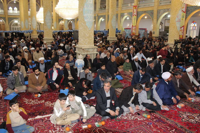 جشن نیمه شعبان و دهه فجر و آئین عمامه گذاری ۲۳ نفر از طلاب حوزه علمیه بناب
