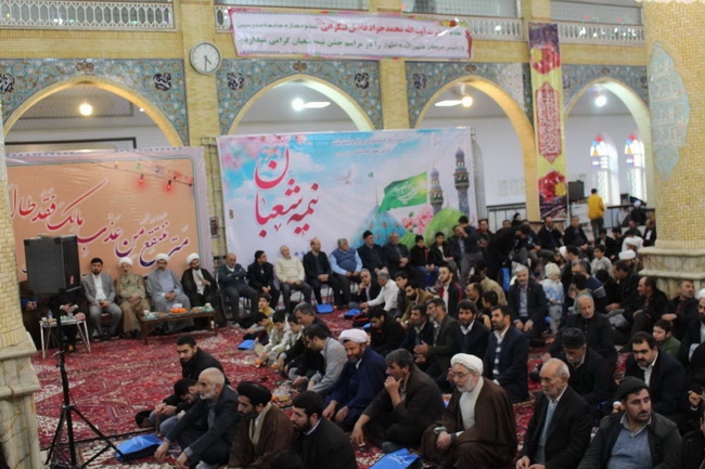 جشن نیمه شعبان و دهه فجر و آئین عمامه گذاری ۲۳ نفر از طلاب حوزه علمیه بناب