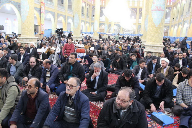 جشن نیمه شعبان و دهه فجر و آئین عمامه گذاری ۲۳ نفر از طلاب حوزه علمیه بناب