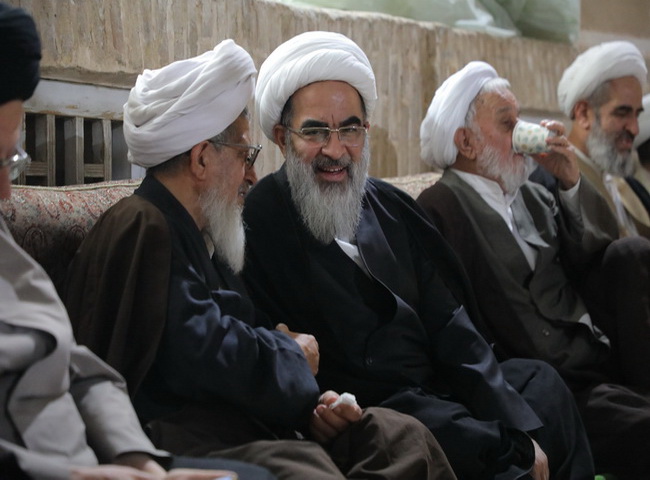 حضور آیت‌الله فاضل لنکرانی در دفتر مرحوم آیت‌الله علومی