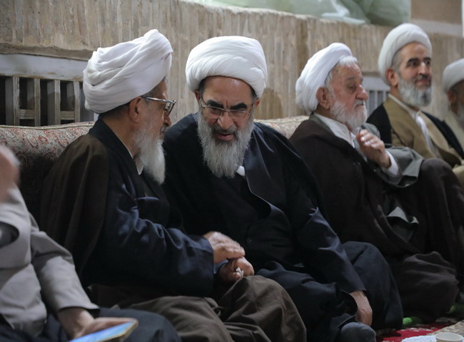 حضور آیت‌الله فاضل لنکرانی در دفتر مرحوم آیت‌الله علومی