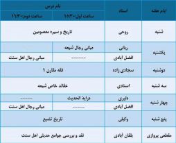 برنامه دروس نیم سال اول94-95