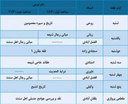 برنامه دروس نیم سال اول94-95