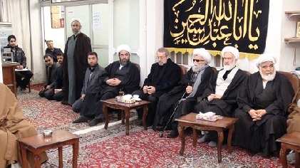 حضور جناب آقای دکتر لاریجانی رئیس محترم مجلس شورای اسلامی در مراسم روضه بیت حضرت آیه الله العظمی فاضل لنکرانی(قده)